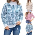 thumbnail image 4 of Rbaofujie Longues Longs Chandails pour Femmes Chandail Tricoté à Rayures Patchwork avec Manches Col Rond Hauts de Chandail Chandails Bleus pour Femmes Tendance, 4 of 9