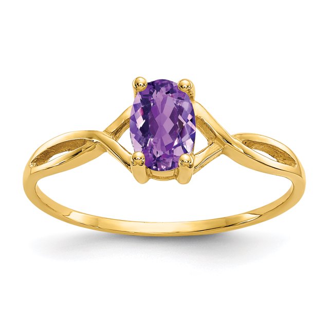Bague Pierre de Naissance Améthyste en Or Jaune 14K