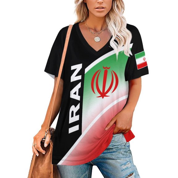 Chandail de Soccer Iranien pour Femmes 2026 pour Fans de Soccer avec Drapeau de la Nation, Chandail Aussi Personnalisé