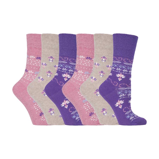 Gentle Grip - 6 Paires Chaussettes pour Femmes Gentle Grip Mi-Mollet Non Élastiques