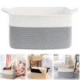 thumbnail image 1 of Woven Storage Basket 50L Small Laundry Baskets Blanket Hamper Living Room Rectangle Rope Baskets For Toy With Handles, 1 of 9