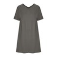 thumbnail image 3 of QIPOPIQ Robe d'Été 2024 pour Femmes à Manches Courtes, Robe Tunique à Col en V, Robe Décontractée Ample et Fluide, Robe Trapèze Droite, Mini-Robe en Liquidation, 3 of 5