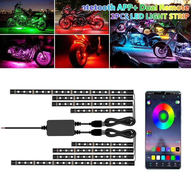 Ovzne Motorcycle LED Light Kit Flexible Waterproof Neon Light Strip Kit Suitable For 12V Motorcycles And Bicycles On Clearance