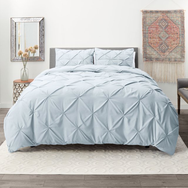 Nestl Pinch Pleated Comforter, Twin/Twin XL Comforter Set, Ice Blue