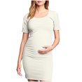 thumbnail image 2 of Ovzne Robes d'Été pour Femmes 2025 Robe pour Femme Jupe de Maternité Plissée Imprimée à la Mode Manches Courtes Col Rond Mi-Mollet Robe d'Été Manches Courtes Imprimée Liquidation, 2 of 7