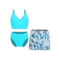 thumbnail image 1 of iiniim Kids Girls 3Pcs Rash Guard Tropical Print Cover Up Swimsuit Swim Tank Top and Brief Set Bathing Suit Lake Blue 13Y, 1 of 5