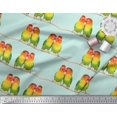 thumbnail image 2 of Soimoi Viscose Chiffon Fabric Branch & Colorful Parrot Bird Printed Fabric 1 Yard 42 Inch Wide, 2 of 3