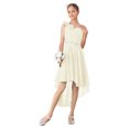 thumbnail image 1 of RUNQHUI Robe à une Épaule pour Enfants Filles en Mousseline Demoiselle d'Honneur Robe Asymétrique Formelle Bal Fête Robes Champagne 8, 1 of 7