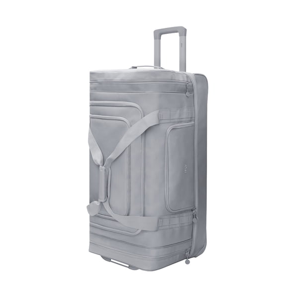iFLY 30" Drop-Bottom Rolling Duffel – Large Travel Bag with Wheels, Gray