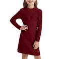 thumbnail image 1 of HXWCHs Robe de Demoiselle d'Honneur pour Fille Robe Moulante Ajustée pour Filles Hiver Chaude Extensible Col Roulé Manches Longues Tenue Décontractée pour Tout-Petits et Enfants avec Doux Rouge 9-10 Ans, 1 of 5