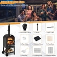 thumbnail image 2 of Patiojoy 2 Layer Steel Pizza Oven Wood Fire Pizza Grill Maker with Waterproof Cover&Pizza Stone for Outdoor, 2 of 7
