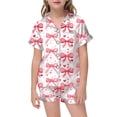 thumbnail image 1 of GDREDA Girl's Pyjama pour Filles Sets Imprimé, Haut à Boutons à Manches Courtes et Short, Ensemble de Pyjama pour la Maison Rouge, 12-13 Ans, 1 of 4