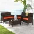 thumbnail image 1 of Costway 4 PCS Patio Furniture Set with Washable Cushions and Tempered Glass Coffee Table Orange, 1 of 9