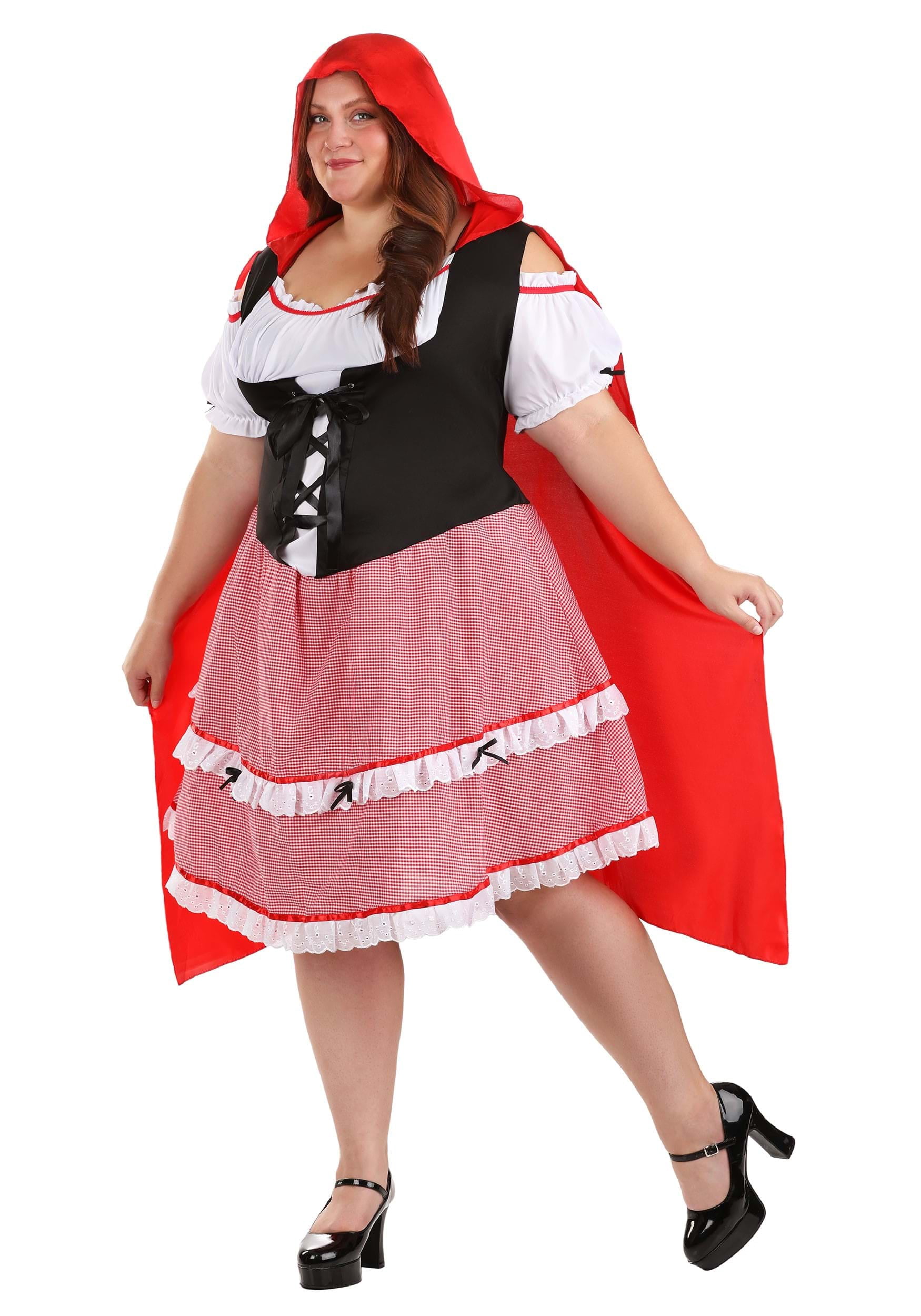 Women's Plus Size Knee Length Red Riding Hood Costume