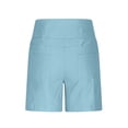 thumbnail image 4 of Liquidation d'Économies d'Été 2025! BOVXNPU Bermudas pour Femmes Grande Taille, Shorts en Sergé Extensible Longueur Genou pour Femmes, Bermudas de Randonnée Réguliers en Sergé Extensible Uni à Taille Fine à Enfiler avec Poches, 4 of 4