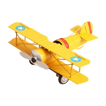 Bunblic Iron Airplane Model Aircraft Models Photo Prop Souvenir Educational Toy Helicopter Model for Living Room Apartment Decoration Yellow
