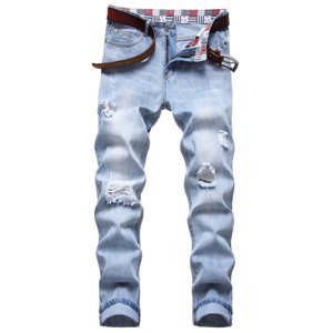 Slim Straight Jeans for Men Jeans Fashion Trend Mens Micro Elastic Slim Tie Elastic Small Straight Leg Jeans Straight Leg Jeans Men