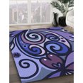 thumbnail image 3 of Ahgly Company Tapis de Zone Rond Transitionnel Violet pour Intérieur Lavable à la Machine, 5 Pieds Rond, 3 of 7