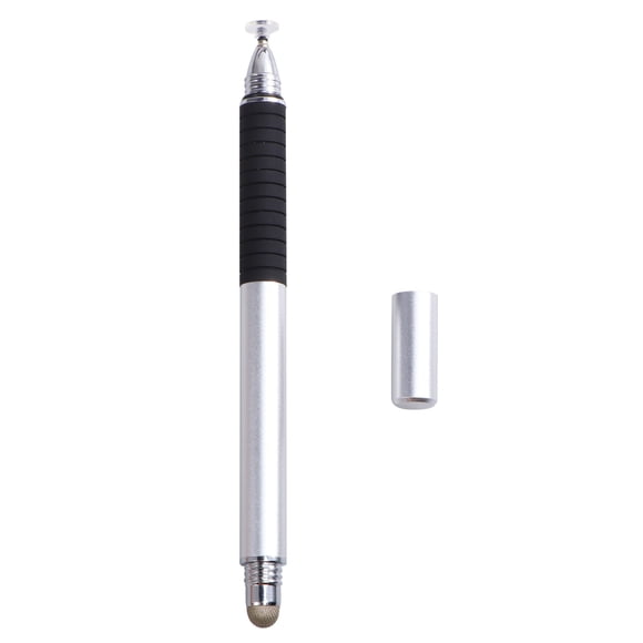 EeaseCA Universal 2 in 1 Disc and Fiber Tip Capacitive Stylus Touch Screen Pen for All Touch Screen Devices Tablets & Cell Phones (Silver)