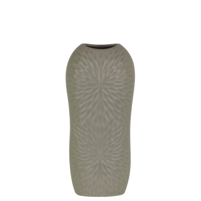 Vase en Céramique Gravé en Forme de Feuille, Demi-Cercle, Petit, Gris