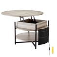 thumbnail image 1 of KFFKFF Elevating Coffee Table, 35.3 in Circular Design with Additional Storage Compartments, Lift-Up Top Table for the Living Area, White, 1 of 9