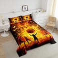 thumbnail image 4 of Erosebridal Ensembles de Literie de Sport de Basketball pour Garçons Taille Simple avec Couette, Insert de Couette Terrain de Basketball en Flammes, Réversible, 4 of 7