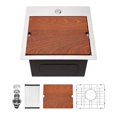thumbnail image 2 of Kichae Drop In Kitchen Sink Bar Sink- 15x15 Small Overmount Topmount Stainless Steel Single Bowl Ledge Workstation Bar Prep Handmade Basin, 2 of 4