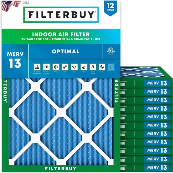 Filterbuy 19x22x1 Air Filter MERV 13 Health Defense, HVAC AC Furnace Air Filters Replacement (12-Pack)
