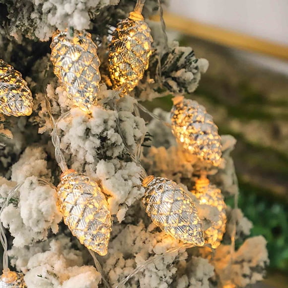 yulier Christmas Pinecone String Lights, 59 Inch 10 LED Christmas Lights Battery Operated Xmas Holiday Party Christmas Tree Fireplace Indoor Outdoor Decorations