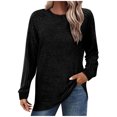 thumbnail image 1 of yoeyez Tunique en Tricot pour Femmes, Chandails à Manches Torsadées Patchwork, Col Ras du Cou Raglan, Chemises à Manches Longues, Hauts Mode Automne 2024, Noir, M, 1 of 5