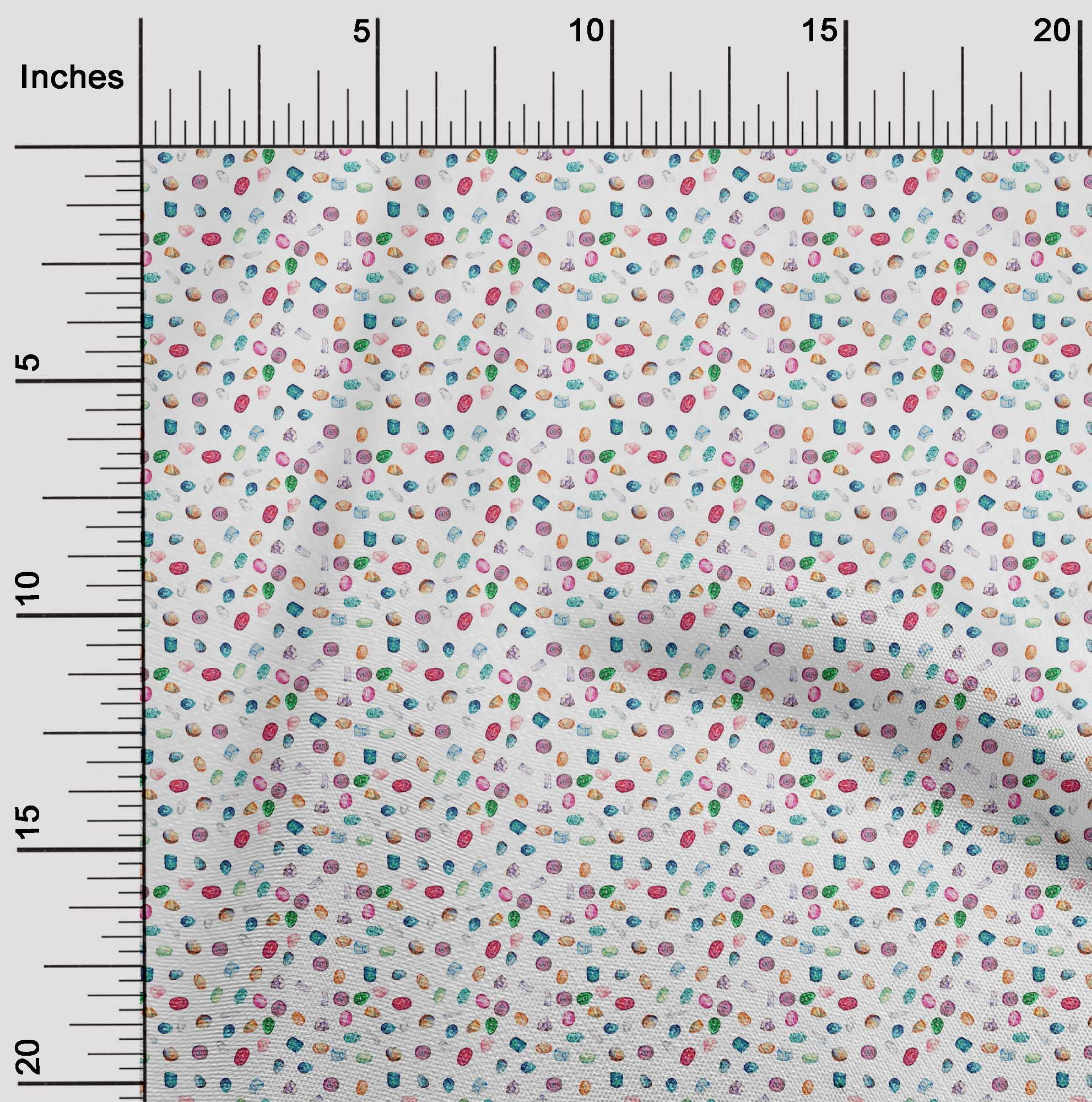 oneOone Cotton Cambric Fabric Crystal & Gemstone Ocean Decor Fabric Printed BTY 56 Inch Wide
