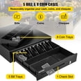 thumbnail image 4 of VEVOR Cash Register Drawer, 16" 12 V, for POS System with 5 Bill 8 Coin Cash Tray, Removable Coin Compartment & 2 Keys Included, RJ11/RJ12 Cable for Supermarket, Bar, Coffee Shop, Restaurant, 4 of 9