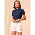 thumbnail image 4 of INSPIRE CHIC Chemise à Manches Courtes pour Femme en Coton à Imprimé Floral avec Col Peter Pan, 4 of 6