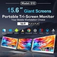 thumbnail image 2 of TUTT 15.6” Dual Portable Monitor | 16:9 Ratio FHD IPS Triple Screen Extender | Rotating Right Screen | Standalone | H5 Converter Cable | Windows, Mac OS – S10, 2 of 9