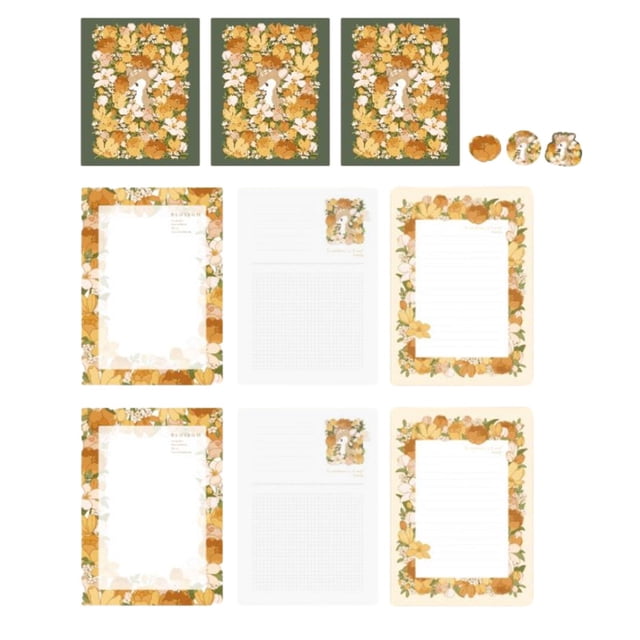 Stationary Writing Paper with Envelopes, Floral Stationery Set with Lined Letter Deer