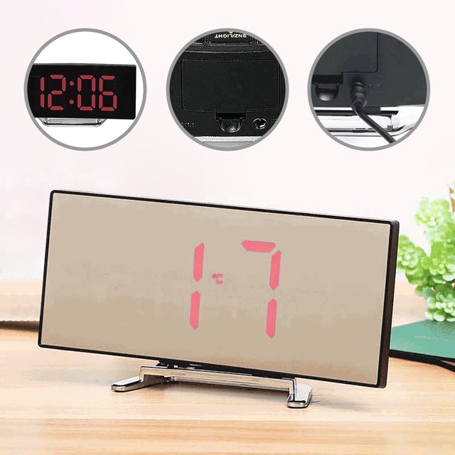 EGNMCR Table Clock Large Screen LED Curved Screen Alarm Clock Intelligent Electronic Digital Clock For Bedroom Office, Gift