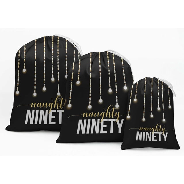 Darling Souvenir Noir Numéro Anniversaire Fournitures de Fête Personnalisées Pochettes à Cordon Sacs Cadeaux 15 Pcs