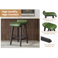 thumbnail image 4 of YUSAZENS 26.2 Inch Bar Stools Counter Height with Low Back Footrest Wood Frame Wide PU Leather Upholstered Seat Barstools Set for Kitchen Islands Counter Bars Home Green 4pcs, 4 of 7