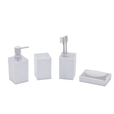Birdeem Ensemble d'Accessoires de Salle de Bain 4 Pcs avec Distributeur de Savon, Pompe, Porte-Brosse à Dents, Gobelet et Porte-Savon