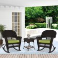 thumbnail image 4 of Jeco 3pc Wicker Rocker Chair Set in Espresso with Green Cushion, 4 of 11