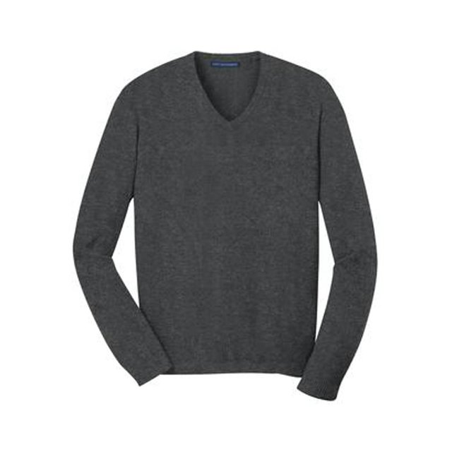 Port Authority V-Neck Sweater - Charcoal Heather - Small