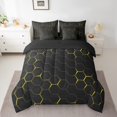 thumbnail image 2 of YST Yellow Honeycomb Print 7 Piece Bed in a Bag, Twin Geometric Bed Set, Modern Abstract Bedding Comforter Sheet Set, 2 of 5
