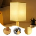 thumbnail image 4 of TopLLC Table Lamp For Bedroom 3 Way Dimmable Nightstand Lamp With Round Flaxen Fabric Shade For Living Room Office Dorm, Solid Wood, LED Bulb Included, 4 of 7