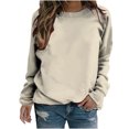 thumbnail image 1 of Yuyuzo 2025 Automne Chandail Sportif Uni pour Femme Décontracté Ample à Col Rond Raglan à Manches Longues Tunique à Enfiler Hauts Beige, 1 of 7