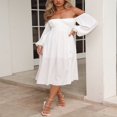 thumbnail image 2 of Flowy Midi Dress with Long Sleeves and Square Neckline for Women, 2 of 6