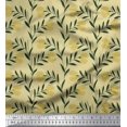 thumbnail image 1 of Soimoi Beige Rayon Fabric Leaves & Clover Flower Hand Drawn Print Sewing Fabric Yard 56 Inch Wide, 1 of 1
