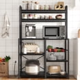 thumbnail image 1 of Bakers Rack with Power Outlet, Industrial Microwave Stand, Kitchen Bakers Rack with Metal Wire Drawer, 6-Tier Baker's Racks for Kitchens with Large Storage, Kitchen Buffet Table with Hutch, 1 of 9