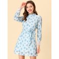 thumbnail image 2 of INSPIRE CHIC Women's Floral Print Lace Ruffle Crew Neck Casual Mini Dress, 2 of 6