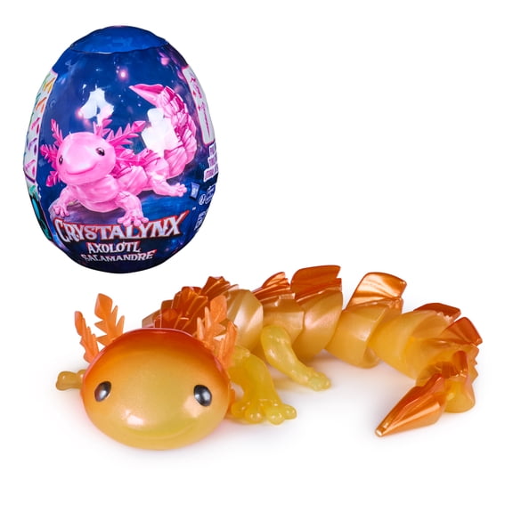 CrystaLynx, 9-inch Articulated Axolotl Figure & Display Egg (Styles Vary)
