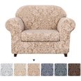 thumbnail image 1 of Subtrex Housse Extensible 2 Pcs Lavable pour Fauteuil/coussin d'Amour/sofa/TG-Sofa, Motif Damassé Jacquard, 1 of 6